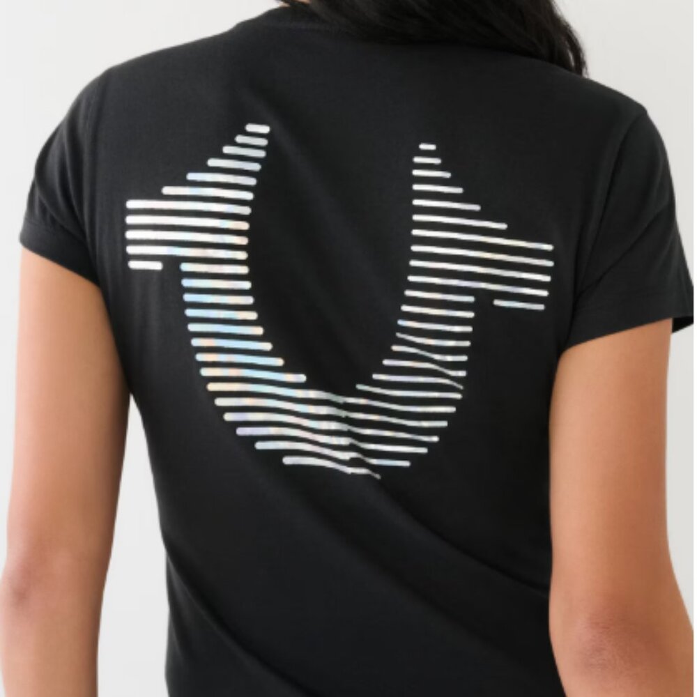 True Religion -  Metallic Striped HS Logo Tee